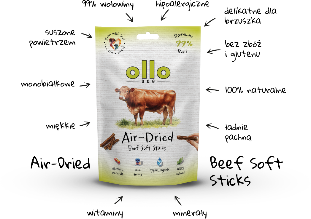 Ollo Air-Dried Beef Soft Sticks-arrows