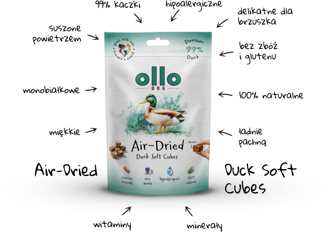 Ollo Air-Dried Duck Soft Cubes-arrows