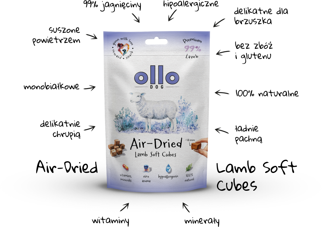 Ollo Air-Dried Lamb Soft Cubes-arrows