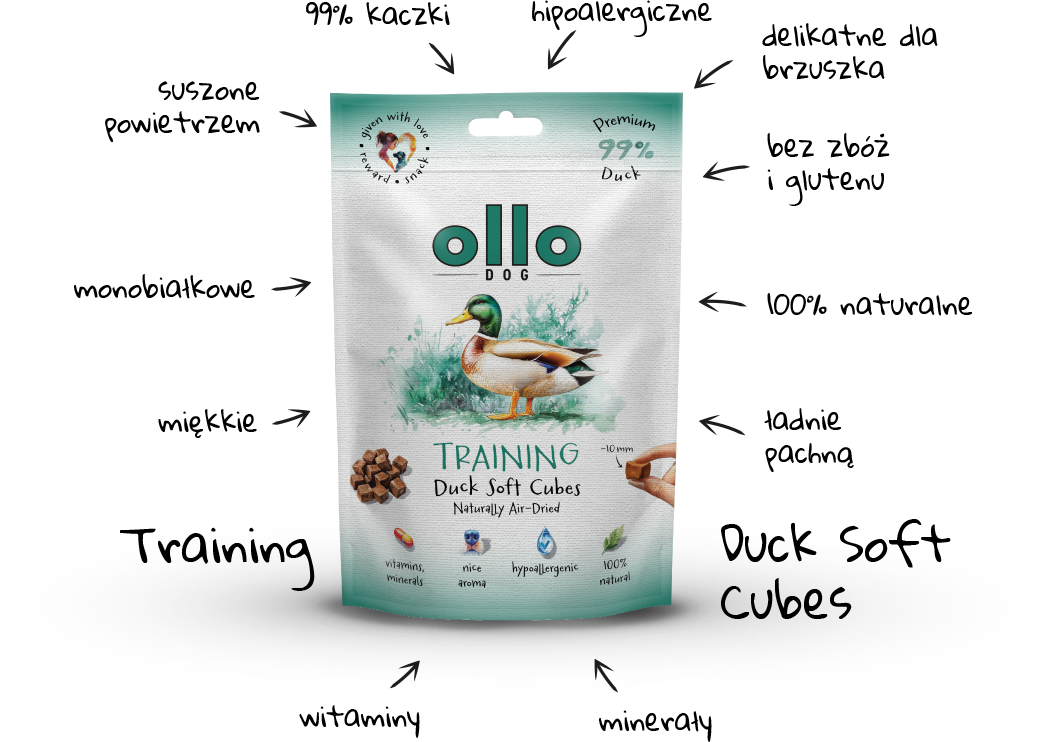 Ollo Air-Dried Training Duck Soft Cubes-arrows