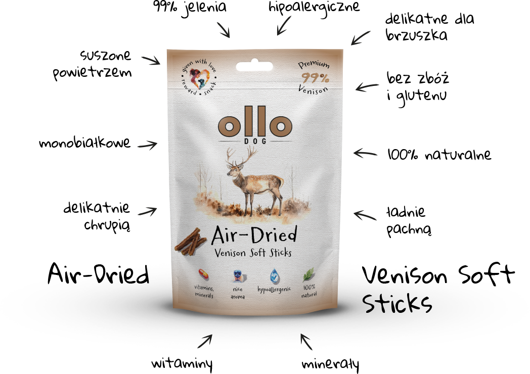 Ollo Air-Dried Venison Soft Sticks-arrows