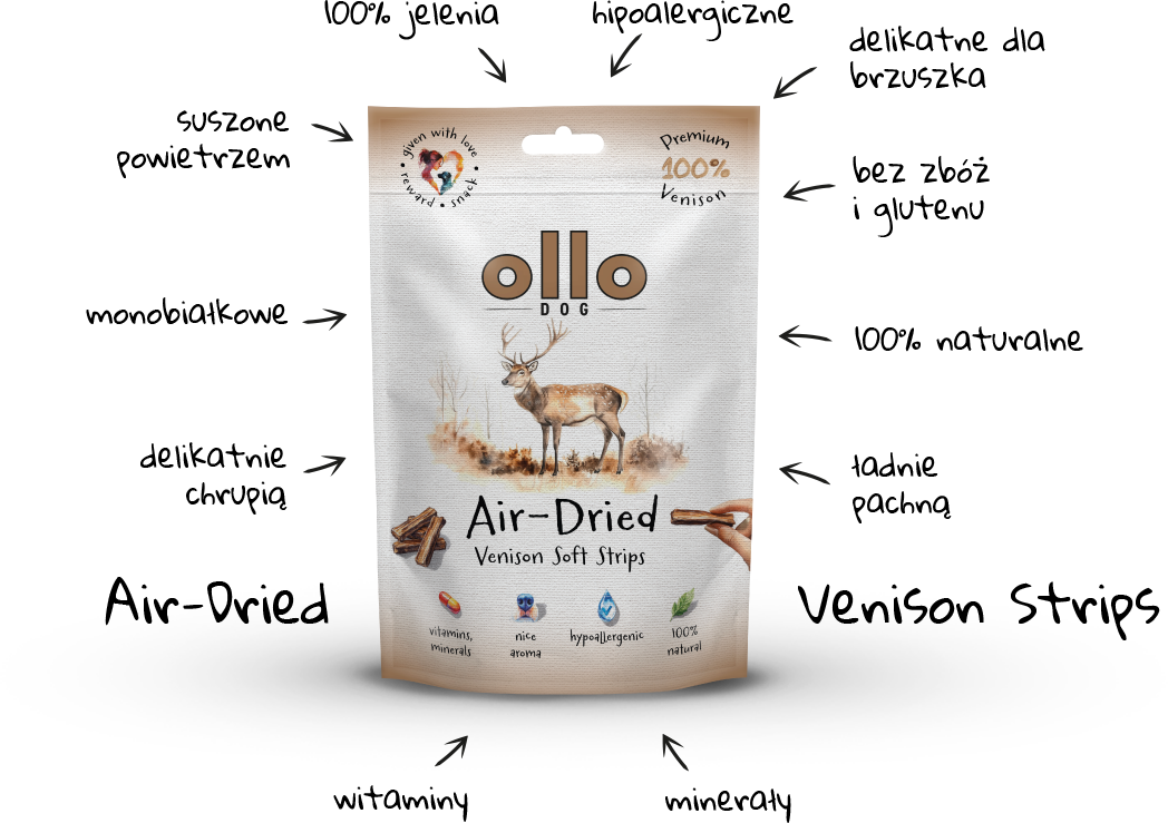 Ollo Air-Dried Venison Strips-arrows