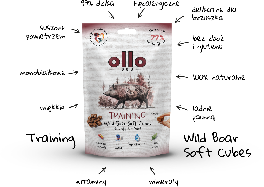 Ollo Air-Dried Wild Boar Soft Cubes-arrows