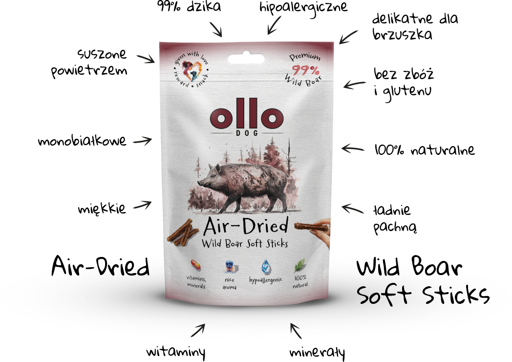 Ollo Air-Dried Wild Boar Soft Sticks-arrows