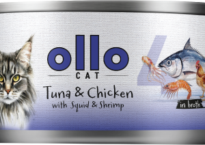 Ollo Cat nr 4 Tuńczyk i Kurczak z Kałamarnicą i Krewetkami - karma mokra dla kota - 70g
